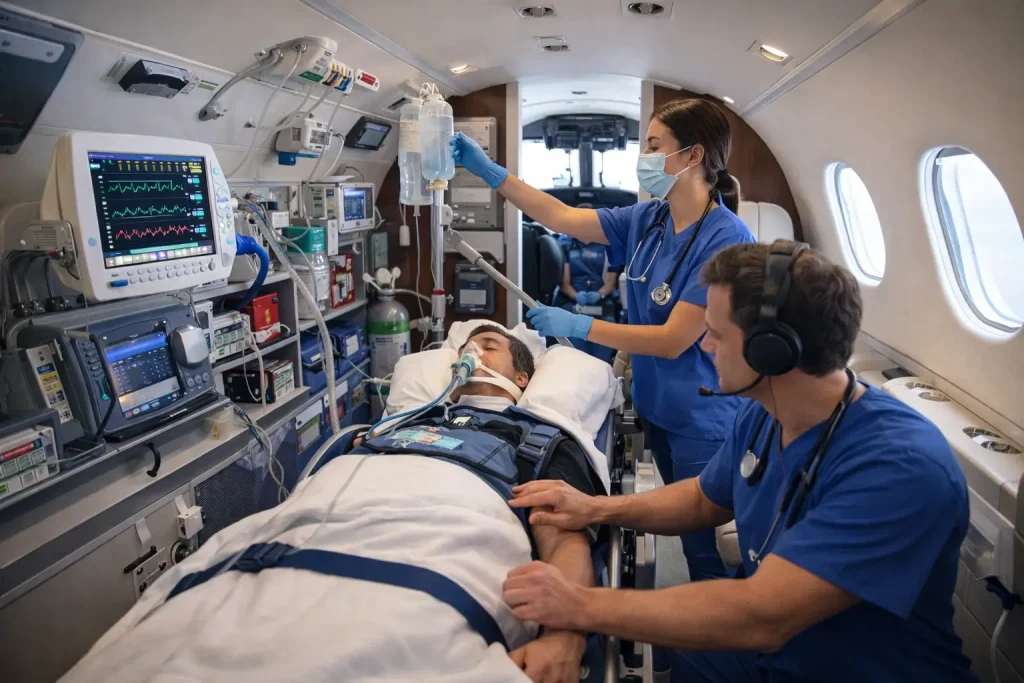 ICU equipped fixed wing air ambulance to Thailand